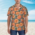 thumbnail image 4 of Balery Autumn Pumpkins Gingham Print Men's Hawaiian Shirts Short Sleeve Beach Shirt Relaxed Fit Vacation Button Down Shirts-X-Large, 4 of 9
