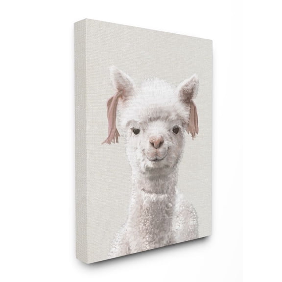 Stupell Industries Llama Portrait White Animal Painting Canvas Wall Art by Ziwei Li