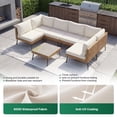 thumbnail image 5 of LazySunsets 7-Piece Beige All Weather Wicker Patio Sectional Conversation Set, Thick Water Resistant Cushions & Tempered Glass Coffee Table for Backyard Poolside Porch Garden, 5 of 8