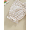 thumbnail image 6 of Hirigin Newborn Baby Girl Plaid Romper Infant Pleated Smocked Romper Ruffle Festival Bodysuit Spring Summer Clothes with Headband, 6 of 8