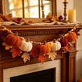 thumbnail image 5 of Hand-Crocheted Halloween Pumpkin Garland with Maple Leaves, Acrylic Yarn Decor for Home and Thanksgiving Party Multicolor, 5 of 6