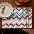 thumbnail image 5 of Colorful Geometric Striped Pattern Summer Placemats Table Placemats Set Of 4-Linen Kitchen Washable Placemats Table Mats 11.8"x17.7" Non-Slip Heat Resistant, 5 of 6