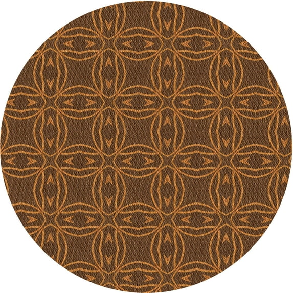 Ahgly Company Indoor Round Patterned Blood Red Brown Area Rugs, 5' Round