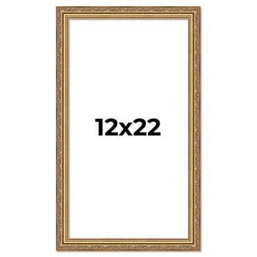 12x22 Frame Gold Solid Wood Picture Frame Width 1.25 Inches | Interior Frame Depth 0.375 Inches |