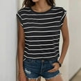 thumbnail image 2 of WTXUE T-Shirts Sleeveless, Crew Neck Shirts for Women's Summer Loose Striped T Shirt Striped Casual Tops for Women, 2 of 6