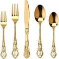 thumbnail image 1 of Precioso juego de cubiertos de 20 piezas de acero inoxidable Royal Gold retro, juego de cubiertos dorados, utensilios de juego de cubiertos de oro de acero inoxidable antioxidante, 1 of 5