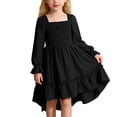 thumbnail image 2 of Fozruso Girls High Waist Dress Summer Girls Dress With Square Neck Flutter Sleeves And Flared Hem Elegant Ruffle Boho Length Party Dress For Toddler Kids Sizes 3-4 Years, 2 of 6