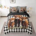 thumbnail image 2 of jejeloiu Kawaii Highland Cattle 7-Piece Bedding Comforter Set,Rustic Farmhouse Animal King Bedding Sets,White Black Classic Checkered Bed Sheets For Girls Boys,Super Cozy Room Decor Reversible, 2 of 8