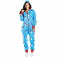 thumbnail image 2 of Tejiojio Christmas Matching Women Zipper Hooded Long Sleeve Ladies Christmas Printed Jumpsuit Pyjamas, 2 of 8