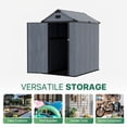 thumbnail image 5 of Dateyes 6'X4' Resin Storage Shed with Floor, Outdoor Plastic Tool Shed with Single Door & Vent, Heavy Duty Shed with Metal Frame, Dark Gray, 5 of 7