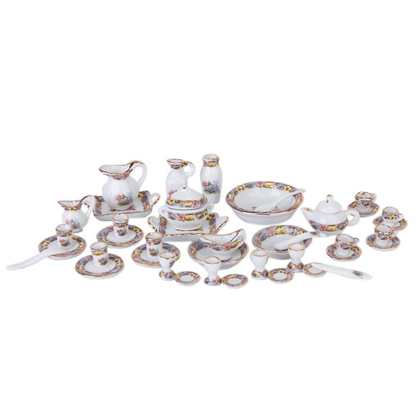 Mini House Tea Set decorativo creativo útil decorativo decorativo suministro de alimentos falsos escena de cocina encantadora modelo 1 set Inevent FN001974-00