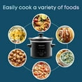 thumbnail image 4 of Elite Gourmet MST239X Electric Round Slow Cooker, Adjustable Temp, Entrees, Sauces, Stews & Dips, Dishwasher Safe Glass Lid & Crock, 2 Quart, Black, 4 of 5