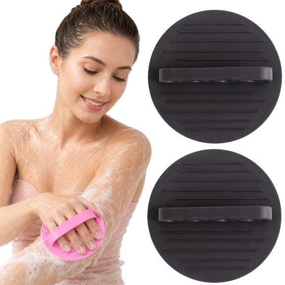 No Pain Exfoliating Bath Scrubber Glove, Soft Rubber Silicone Body Scrubber, Gentle Deep Cleansing Massage Shower Tool With Secure Grip Strap For All Skin Types