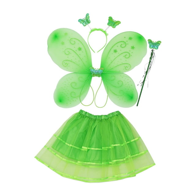 Fairy Déguisement pour Filles Bandeau Tutu Fairy Aile pour Fête Cosplay Jeu de Rôle Vert
