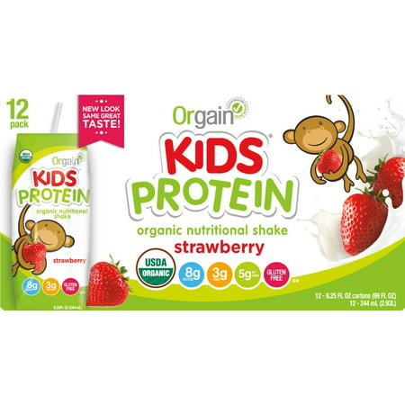Orgain Kids Organic Nutritional Shake, Strawberry, 8g Protein, 12