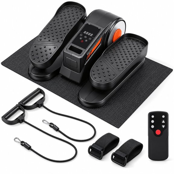 Fenbeli Motorized Mini Elliptical Machine, Electric Under Desk Elliptical Stepper with 12 Speeds and 12 Auto Programs, LCD Monitor Compact Cardio Trainer for Home and Office