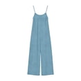 thumbnail image 7 of QATAINLAV Women's Jumpsuits, Rompers & Overalls, Casual Plus Size Cotton Linen Jumpsuit Short Sleeve V Neck Romper Solid Wide Leg One Piece Pants Black XXL, 7 of 7