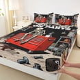 thumbnail image 4 of Castle Fairy Boho Cartoon Skeleton King Sheets 4pcs,Happy Halloween Bedding,Red Black,1 Fitted Sheet,1 Flat Sheet and 2 Pillowcases, 4 of 6