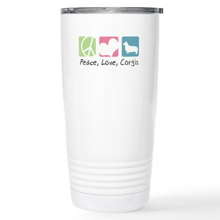 

CafePress - Peace Love Corgis Stainless Steel Travel Mug - Insulated Stainless Steel Travel Tumbler 20 oz.