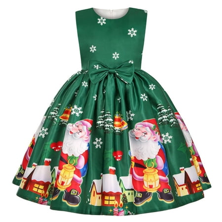 

Fesfesfes Girls Baby Cosplay Sets Long Skirt Santa Claus Print Princess Bowknot Performance Dress Skirt Christmas Dress Clearance Under 10$