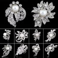 thumbnail image 2 of New Bridal Bouquet Rhinestone Crystal Brooch Pin Silver Pearl Brooches Flower, 2 of 8