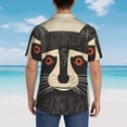 thumbnail image 4 of Balery Retro Raccoon Graphic Print Camisas hawaianas de manga corta para hombre, camisas playeras de corte holgado, camisas de vacaciones con botones,Small, 4 of 7