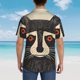 thumbnail image 4 of Balery Retro Raccoon Graphic Print Camisas hawaianas de manga corta para hombre, camisas playeras de corte holgado, camisas de vacaciones con botones,Small, 4 of 7