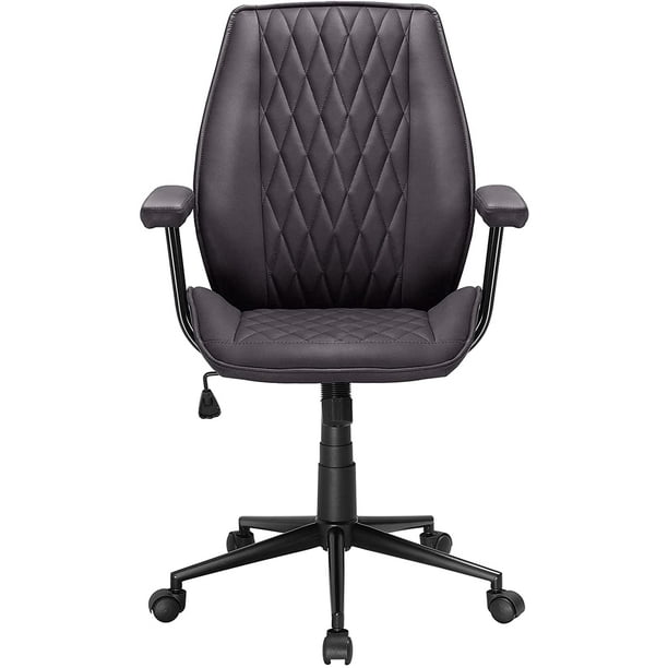 DICTAC Leather Desk Chair Ergonomic Swivel Office Chair Home Office with Wheels and Removable 