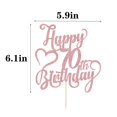 thumbnail image 2 of Topper para pastel AROKIPPRY con brillo color oro rosa para 70.º cumpleaños, 2 of 7