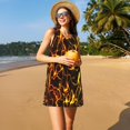 thumbnail image 3 of Fotbe Orange Lightning Vestido de Verano sin Mangas para Mujer – Vestido Midi Línea A, Estilo Camiseta Floral, Vestido Playero Casual y Fluido, 3 of 7