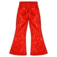 thumbnail image 2 of iixpin Kids Girls Boys Sequin Hip Hop Jazz Dance Pants Bell Bottom Flare Pants Stage Performance Disco Costume Red 13-14, 2 of 7