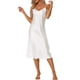 thumbnail image 2 of INSPIRAR CHIC Camisones largos de satén para mujer, con escote en V, tirantes de espagueti, pijamas de lounge, vestido de seda M blanco, 2 of 6