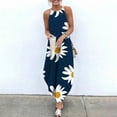 thumbnail image 1 of SMihono Robe Maxi Bohème d'Été pour Femmes Grande Taille Robe d'Été Décontractée pour Femmes Sans Manches à Col Licou Jupe à Bretelles Fendue Robe Maxi à Imprimé Robe de Plage Évasée, 1 of 4