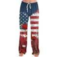 thumbnail image 5 of 250 Years Pants for Women Patriotic Star USA Flag Print Wide Leg Lounge Pants Elastic High Waist Regular Fit Daily Wear Soft Trousers, #01 Dark Blue, XXL, 5 of 5