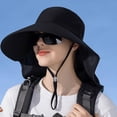 thumbnail image 2 of Aosijia Womens Chapeau de Soleil avec Queue de Cheval Large Bord Chapeau de Plein Air Randonnée Safari Plage Grdening Chapeau de Pêche avec Rabat du Cou, 2 of 9