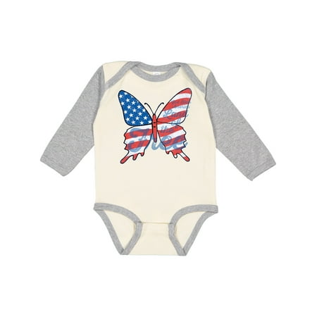 

Inktastic Patriotic Butterfly Gift Baby Girl Long Sleeve Bodysuit