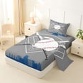 thumbnail image 2 of Erosebridal Kids Cartoon Baseball Twin Sheet Sets, Sports Gaming Bedding, Dimgray Blue, 3pcs, 2 of 5