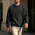 thumbnail image 3 of TKKCS Mens Fleece Crewneck Sweatshirt- Casual Daily Long Sleeve Lightweight Loose Fit Pullover Tops Black Size 2XL, 3 of 5