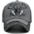 thumbnail image 2 of Casquette de Baseball Vintage Brodée de Taureau Hommes Femmes Coton Extérieur Rue Golf Chapeau, 2 of 8