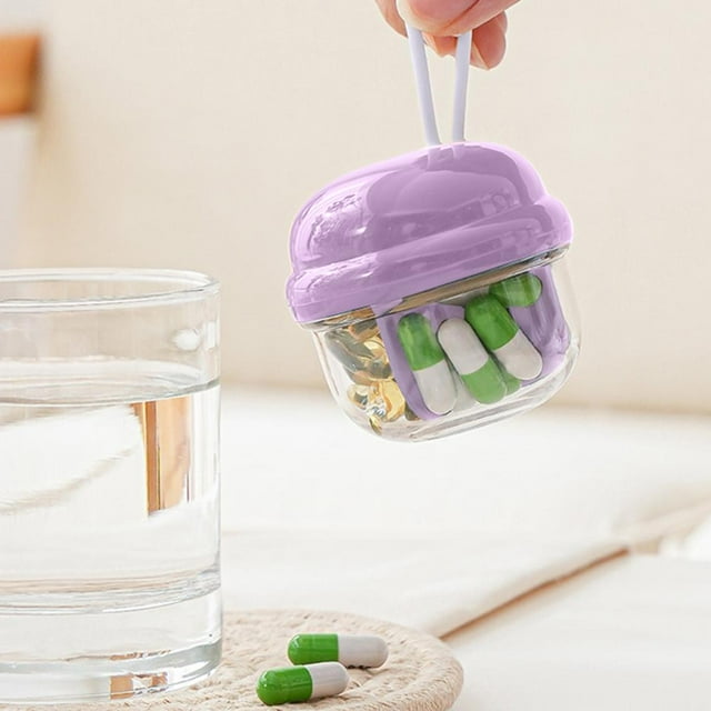 Feltree Weekly Pill Organizer, 4 Compartments Portable Travel Pill Case with Wide Opening & Handle, Easy to Use Daily Medication Dispenser for Vitamins and Supplements (Multi-Color)
