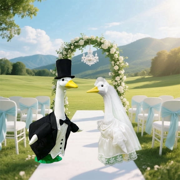 Wedding Porch Goose Outfit with Top , Goose Clothes for Black Suit with White UnderShirt, Bow Tie and Top Hat,Goose Costume for Outdoor Patio Yard Lawn Decor