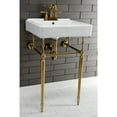 thumbnail image 4 of Kingston Brass KVPB2018W47 Edwardian 20" Porcelain Console Sink with Brass Legs (4-Inch, 3-Hole), White/Brushed Brass, 4 of 8