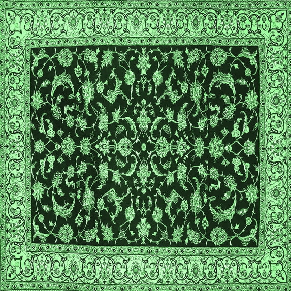 Ahgly Company Indoor Square Persian Emerald Green Traditional Area Rugs, 4' Square