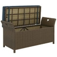 thumbnail image 1 of Outsunny 2-In-1 Patio Wicker Storage Bench 29 Gallon Storage Box Navy Blue, 1 of 10