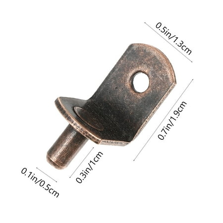 RENACLIPY 50Pcs Metal L-Shaped Shelf Support Pegs Light Brown with Hole for Cabinet Shelves