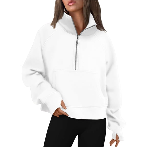 Yokua Women's Half-Zip Cropped Hoodie