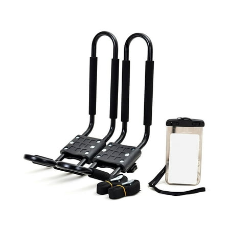CALHOME J-Bar Rack HD Kayak Carrier Canoe Boat Surf Ski Roof Top Mounted on Car SUV Crossbar w/ and Free Cell Phone