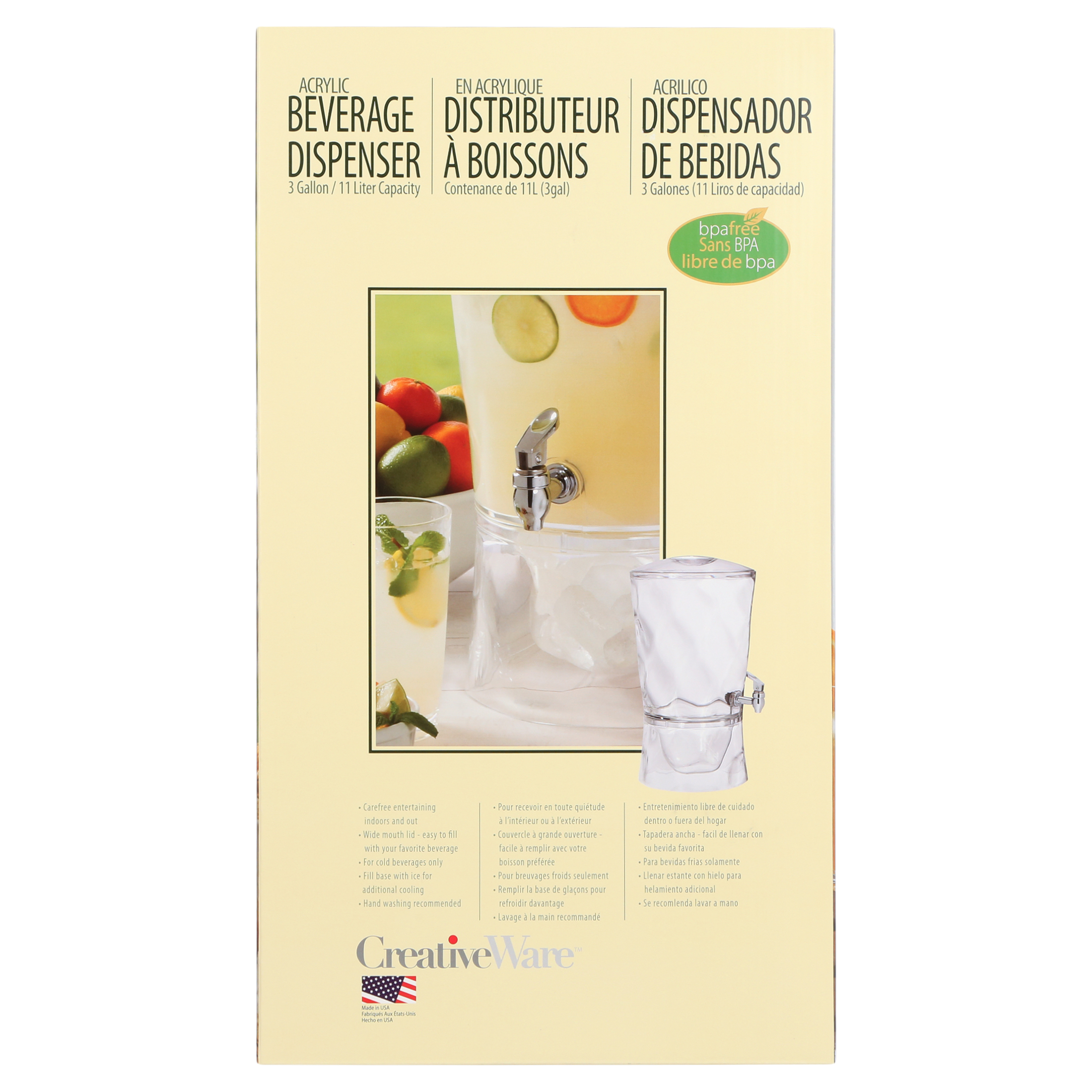 Creatively Designed Products 3 Gallon Clear Sculptured Beverage Dispenser - image 4 of 9