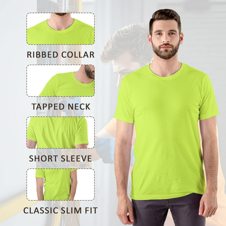 Gildan T-shirt Uomo Senza Cuciture - Cotone 100% Prelavato - Colore Safetygreen/Orchidea - Taglia S