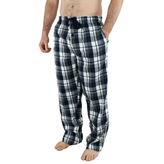 Comfy Lifestyle Mens Lightweight Flannel PJ Pajama Sleep Bottom Lounge Pants (X-Large, FN11 Navy/Grey/White)